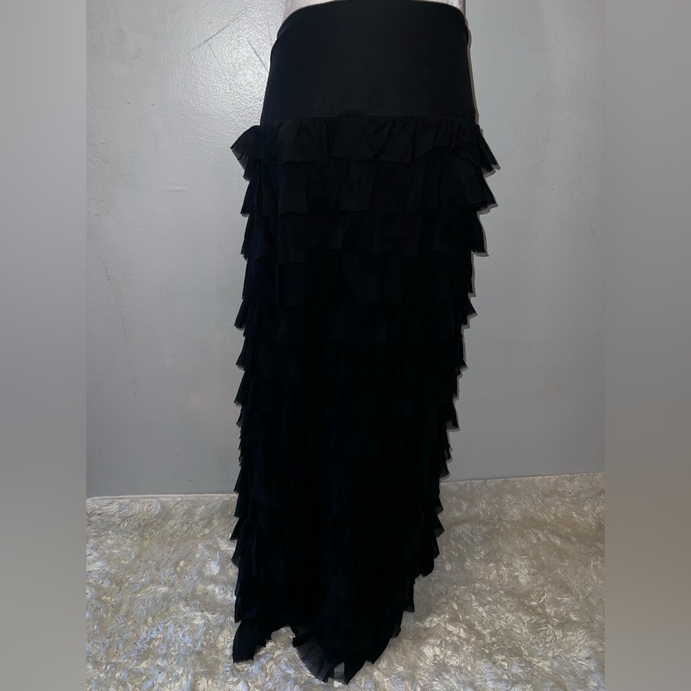 Black Ruffled Maxi Skirt